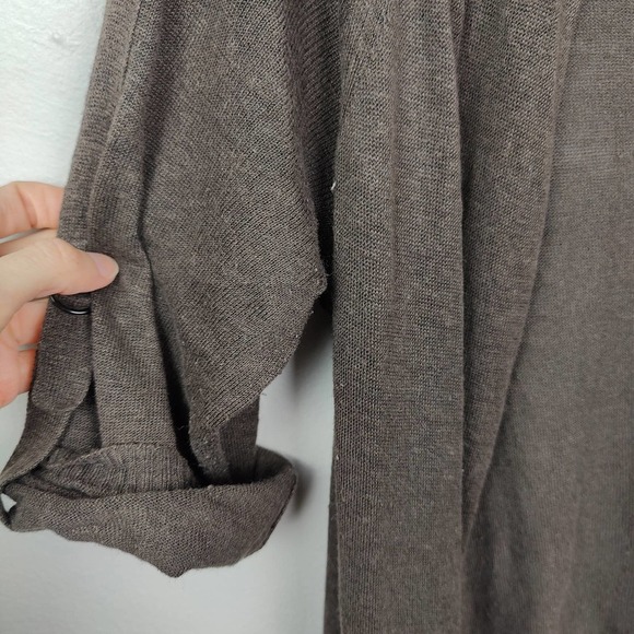 Weekend Max Mara Size Large Brown Silk Hemp Open Cardigan Three Quarter Sleeve - Picture 4 of 6